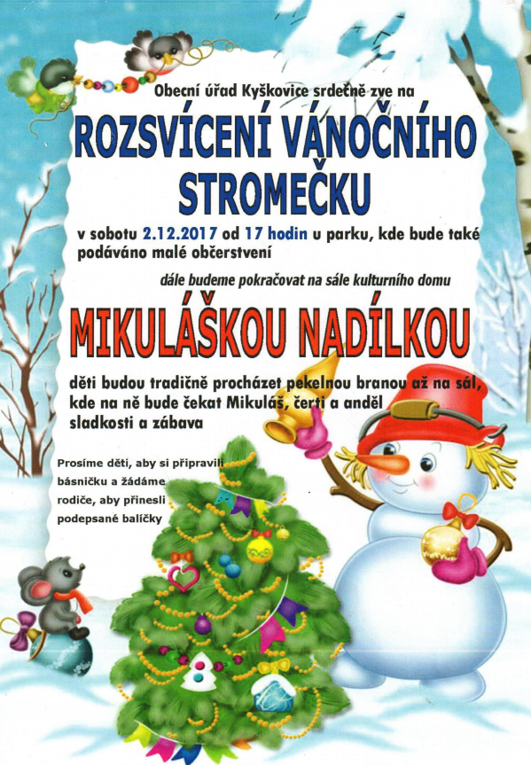 Rozsvícení vánočního stromu a Mikulášská nadílka