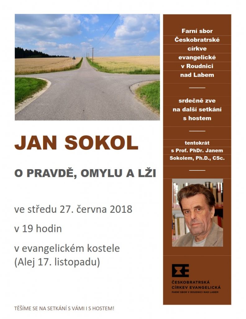 Pozvánka na besedu s Janem Sokolem