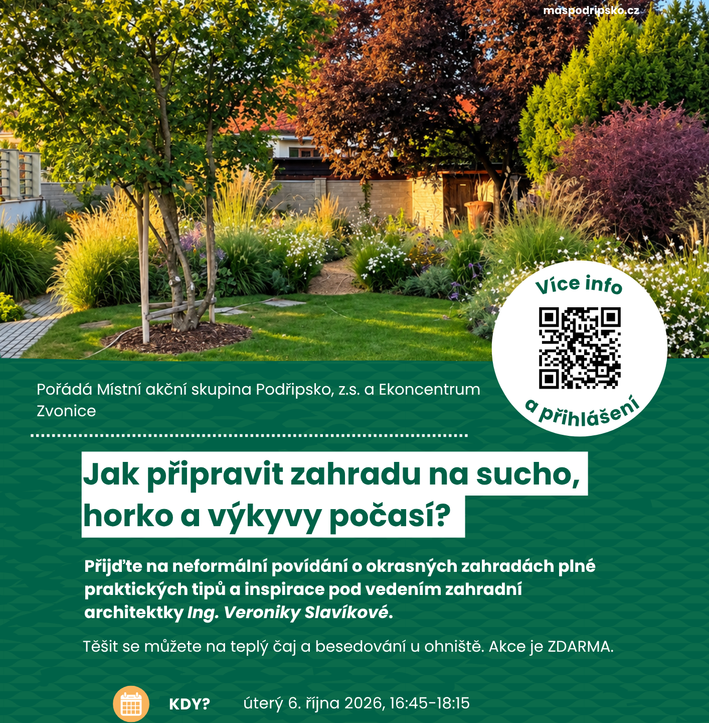 Pozvánka na besedu: Jak připravit zahradu na sucho, horko a výkyvy počasí?